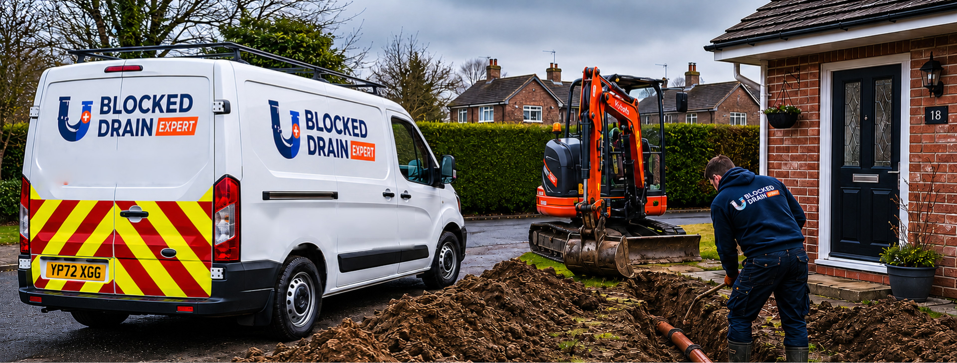 Blocked Drain Expert drainage repair team and branded service van